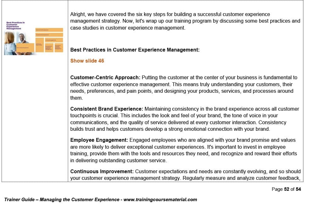 trainer guide samples-managing the customer experience-6