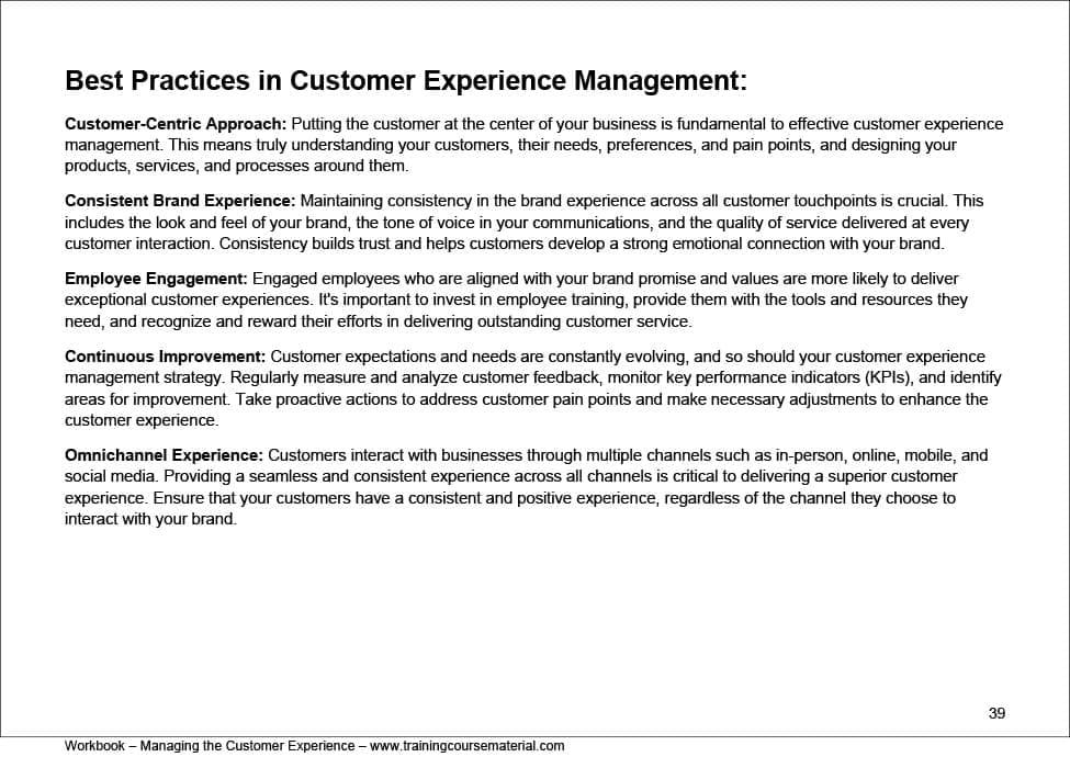 workbook samples managing the customer experience-7