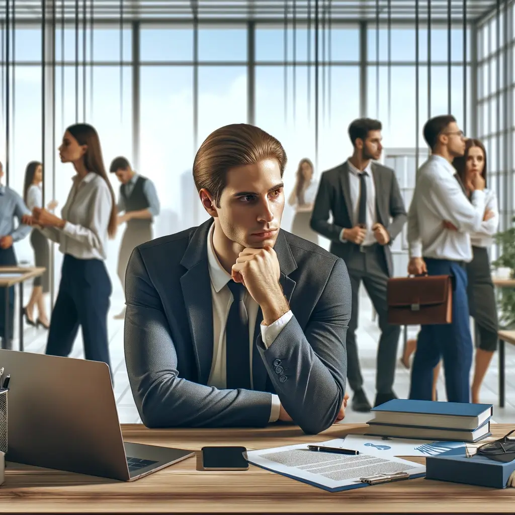 why people avoid dealing with conflict. The image shows a group of colleagues in an office setting, with one